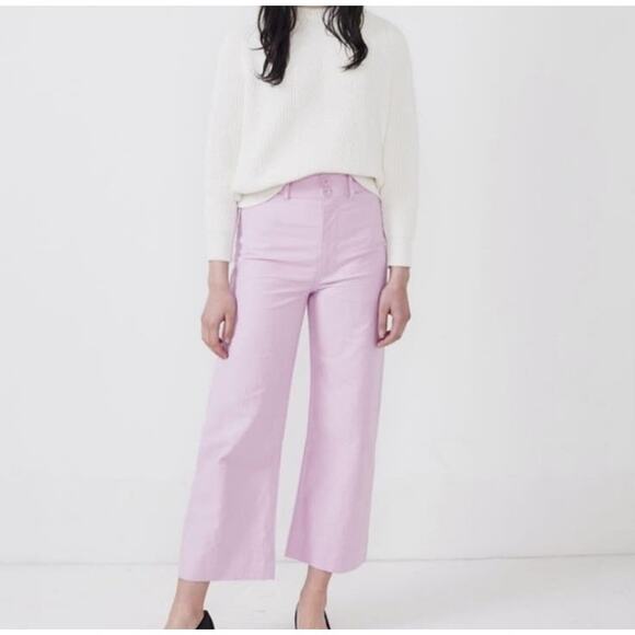 Apiece Apart Merida High Rise Cotton Pants Straight Leg Lavender Spring Summer 2 - Picture 11 of 11